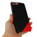 Wholesale iPhone 8 Plus / 7 Plus Cool Striped Armor PU Leather Case (Black Red)